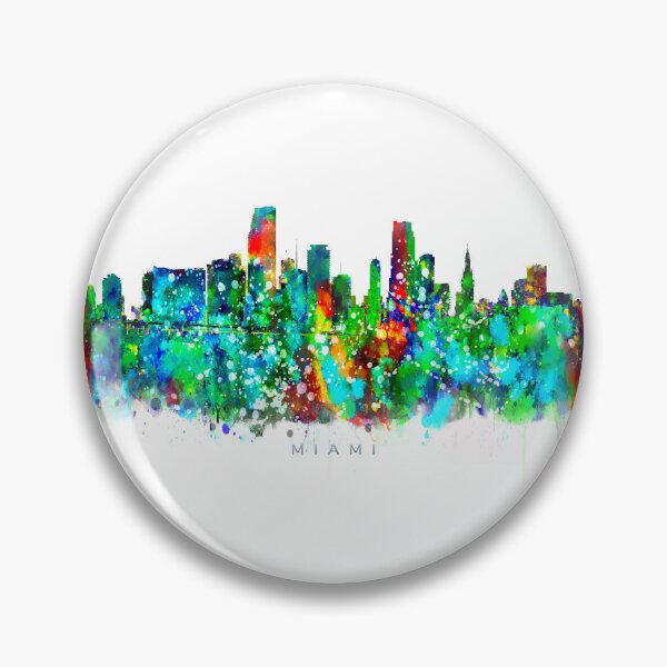 Item preview, Miami, Florida Skyline Watercolor Painting designed and sold by InkistPrints.