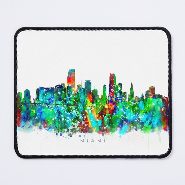 Item preview, Miami, Florida Skyline Watercolor Painting designed and sold by InkistPrints.
