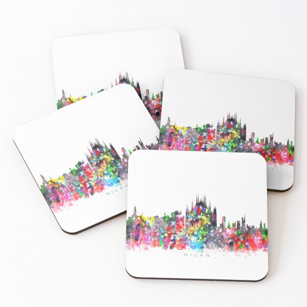 Item preview, Milan, Italy Skyline Watercolor Painting designed and sold by InkistPrints.