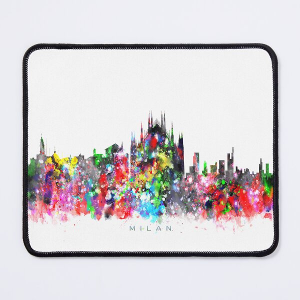 Item preview, Milan, Italy Skyline Watercolor Painting designed and sold by InkistPrints.