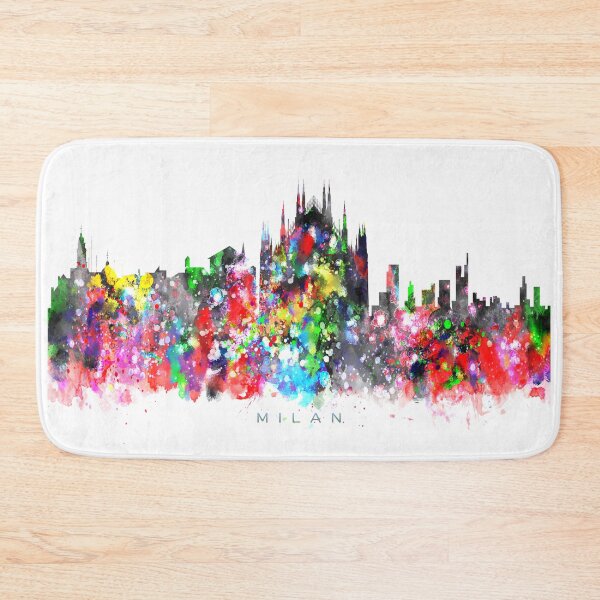 Item preview, Milan, Italy Skyline Watercolor Painting designed and sold by InkistPrints.