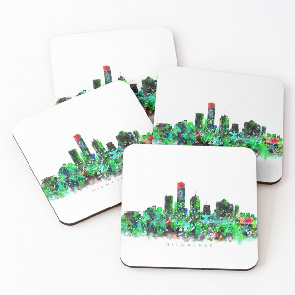 Item preview, Milwaukee, Wisconsin Skyline Watercolor Painting designed and sold by InkistPrints.