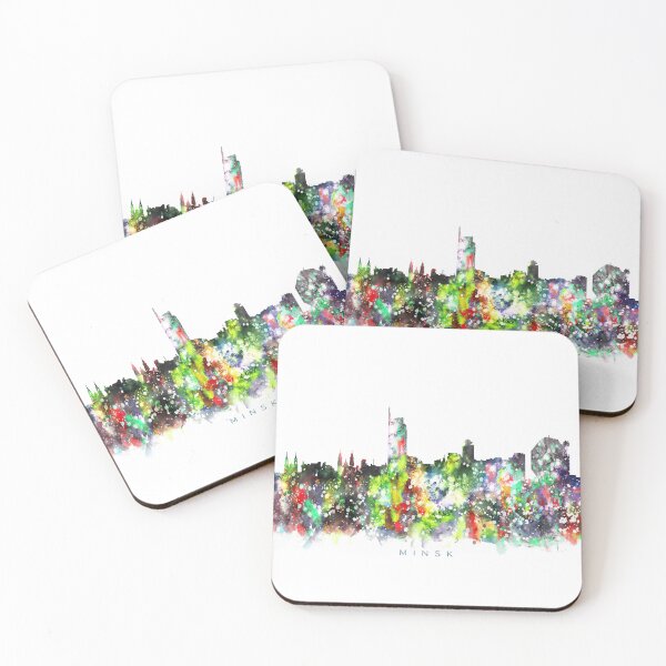 Item preview, Minsk, Belarus Skyline Watercolor Painting designed and sold by InkistPrints.