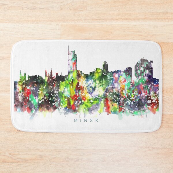 Item preview, Minsk, Belarus Skyline Watercolor Painting designed and sold by InkistPrints.