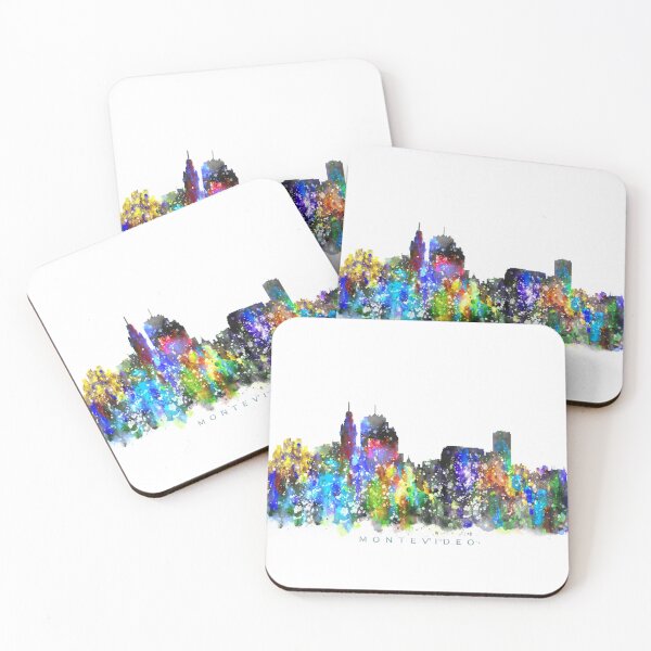 Item preview, Montevideo, Uruguay Skyline Watercolor Painting designed and sold by InkistPrints.
