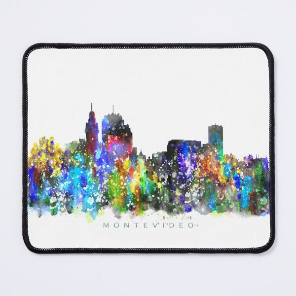 Item preview, Montevideo, Uruguay Skyline Watercolor Painting designed and sold by InkistPrints.