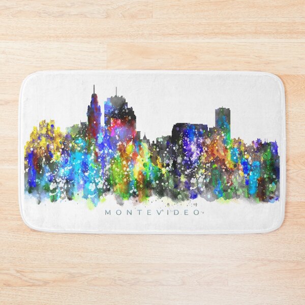 Item preview, Montevideo, Uruguay Skyline Watercolor Painting designed and sold by InkistPrints.