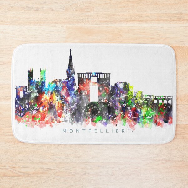 Item preview, Montpellier, France Skyline Watercolor Painting designed and sold by InkistPrints.