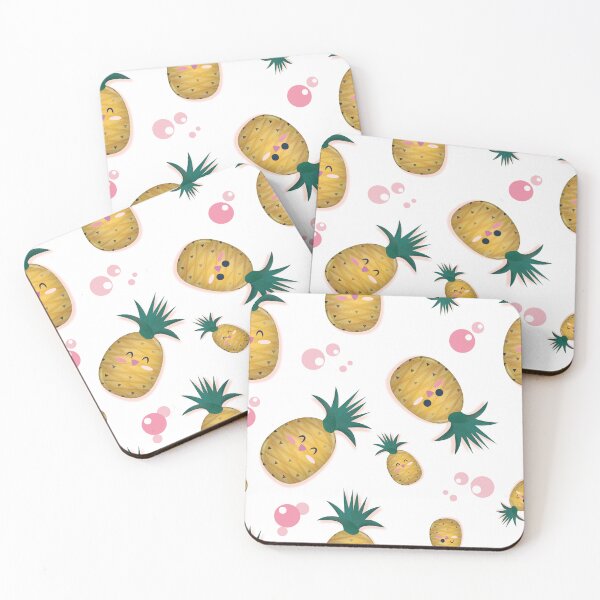 Artikelvorschau, Kawaii-Ananas u. rosa Blasen-nahtloses Muster entworfen und verkauft von Latoblooms.