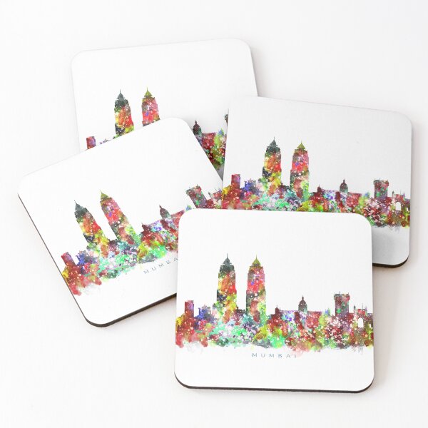 Artikelvorschau, Mumbai, India Skyline Watercolor Painting entworfen und verkauft von InkistPrints.
