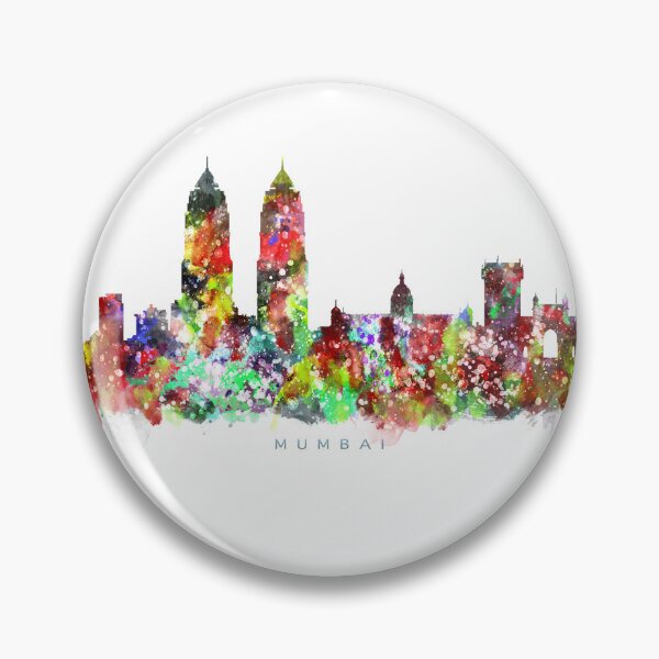 Artikelvorschau, Mumbai, India Skyline Watercolor Painting entworfen und verkauft von InkistPrints.