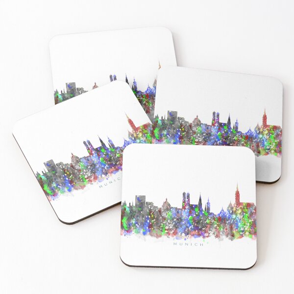 Item preview, Munich, Germany Skyline Watercolor Painting designed and sold by InkistPrints.