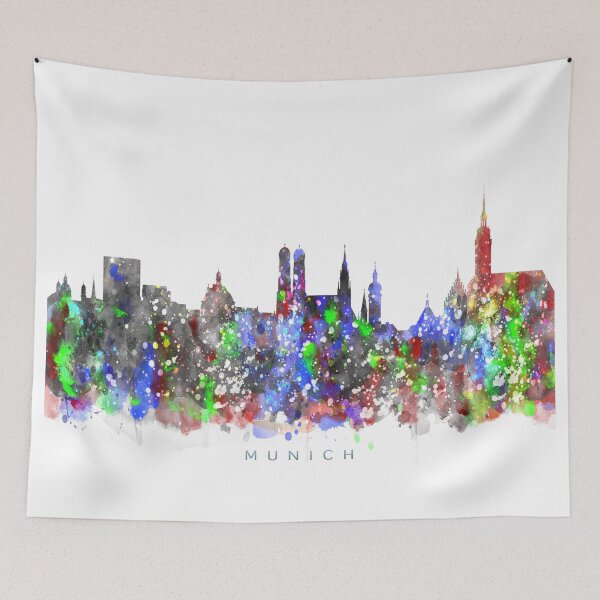 Item preview, Munich, Germany Skyline Watercolor Painting designed and sold by InkistPrints.