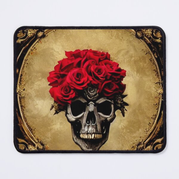 Item preview, Victorian Ghotic Floral Skull, skull with floral, red roses designed and sold by ValleyDream.
