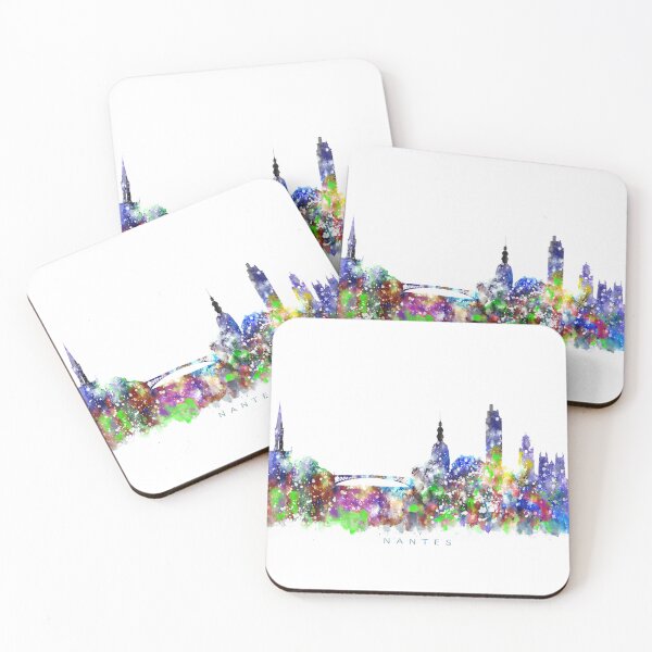 Item preview, Nantes, France Skyline Watercolor Painting designed and sold by InkistPrints.