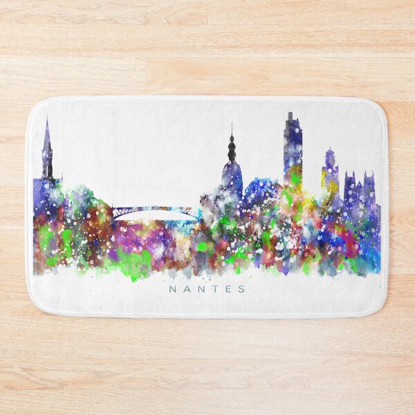 Item preview, Nantes, France Skyline Watercolor Painting designed and sold by InkistPrints.
