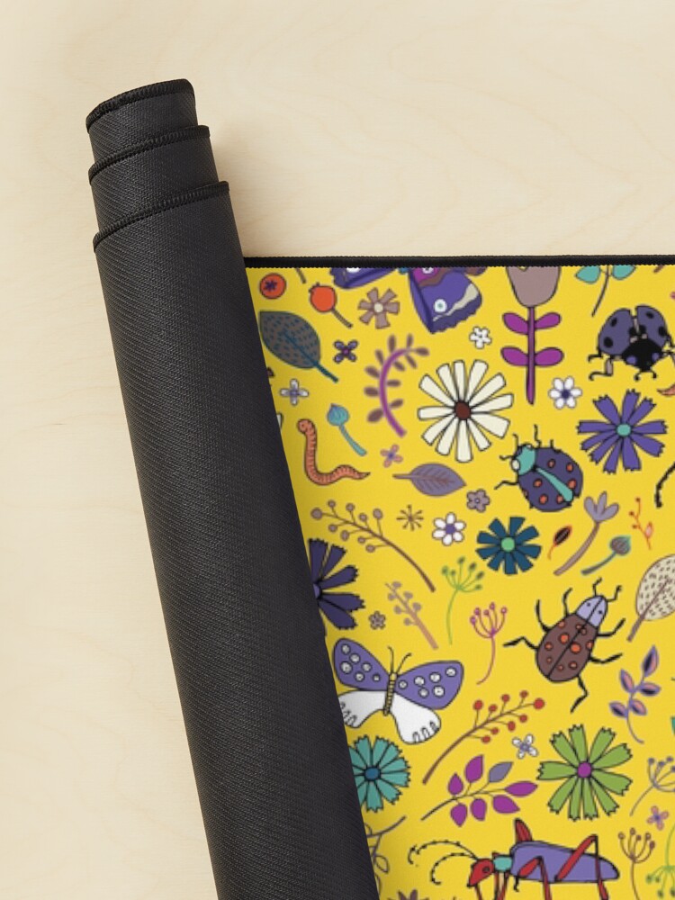 Alternate view of Butterflies, beetles and blooms - Yellow - pretty floral pattern by Cecca Designs Mouse Pad
