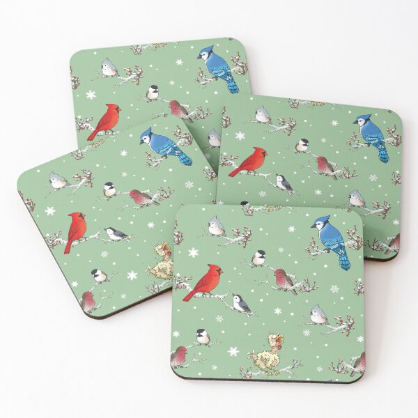 Item preview, Winter Birds Pattern (green) designed and sold by JadedSketch.