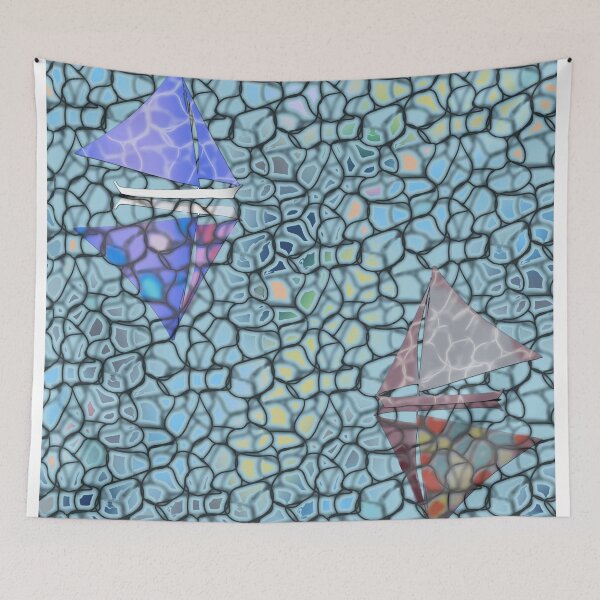 Item preview, sailboats, mosaic, ships, water pattern, boracay, sea, day, light, waves, reflections, tranquility, smoothness,relaxation, rest designed and sold by Maria Mihailova.