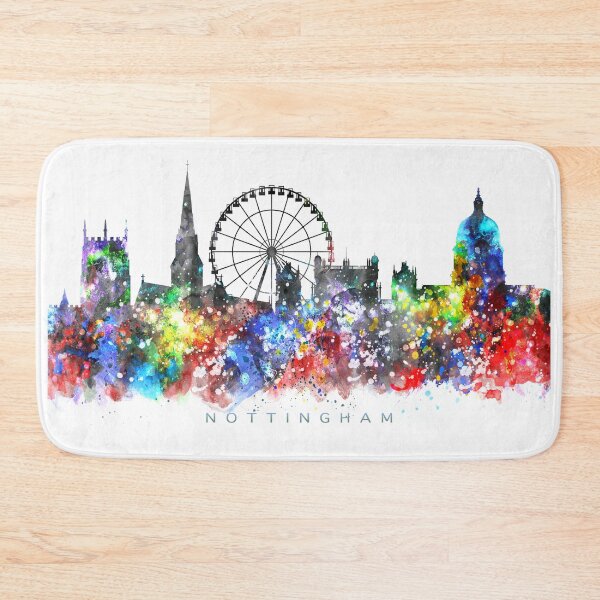 Item preview, Nottingham, England Skyline Watercolor Painting designed and sold by InkistPrints.