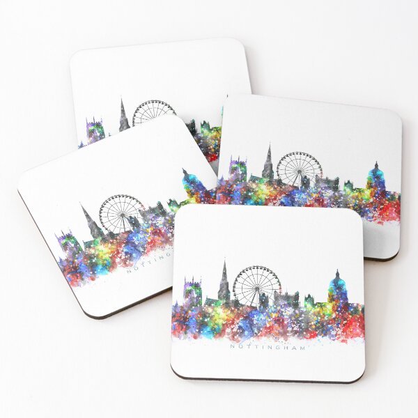 Item preview, Nottingham, England Skyline Watercolor Painting designed and sold by InkistPrints.