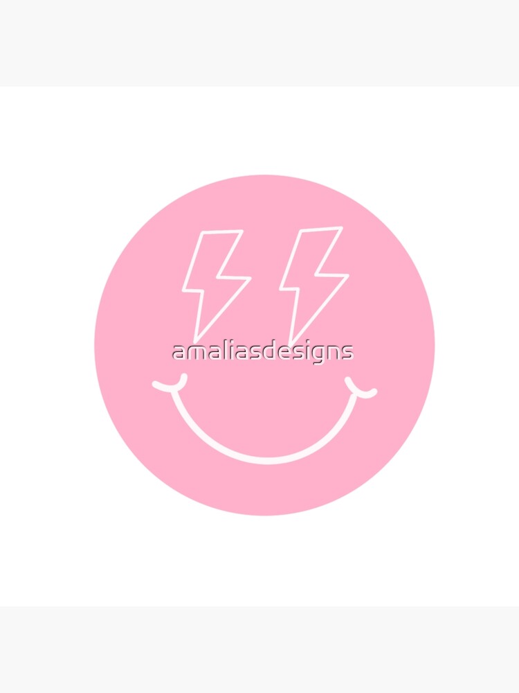 "pink lightning bolt smiley" Poster for Sale by amaliasdesigns Redbubble