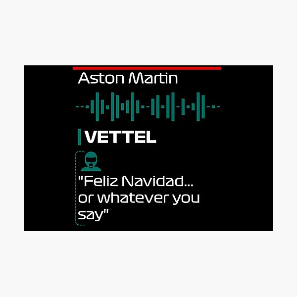 Item preview, Festive Vettel says Feliz Navidad - F1 Team Radio Quote designed and sold by StickItOnPole.