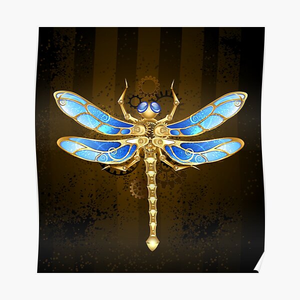 Mechanical Dragonfly ( Steampunk insect ) Poster