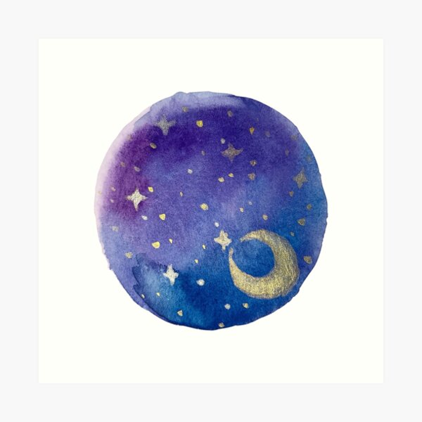 Galaxy round shape with stars Art Print