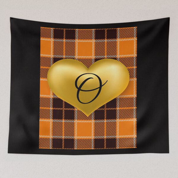 Item preview, Corazón dorado abstracto cálido a cuadros con inicial-O designed and sold by SunMoonBeyond.