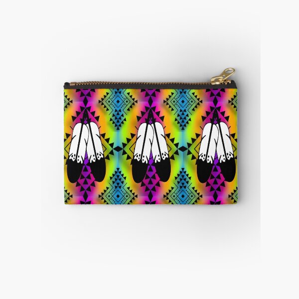 Item preview, Neon Rainbow Gradient / Black Double Feather Native Print designed and sold by JMWCD.