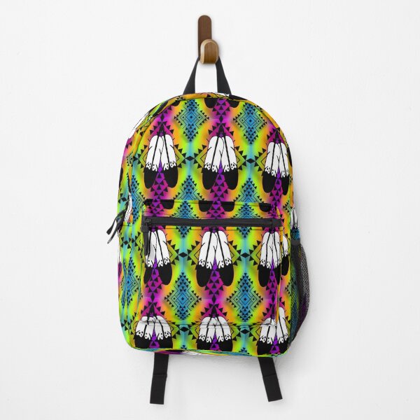 Item preview, Neon Rainbow Gradient / Black Double Feather Native Print designed and sold by JMWCD.