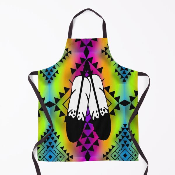 Item preview, Neon Rainbow Gradient / Black Double Feather Native Print designed and sold by JMWCD.