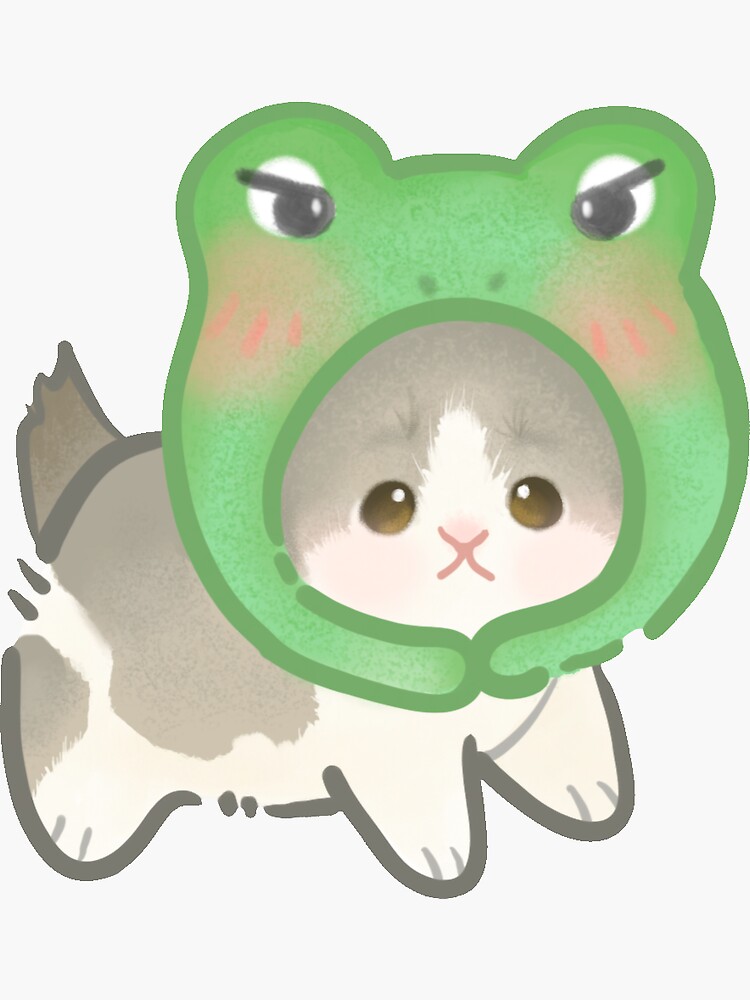 "Kitten with Froggy Hat" Sticker for Sale by Kawaii-Kiitty | Redbubble