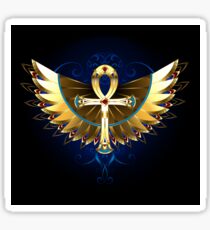 Gold Ankh with Wings Sticker