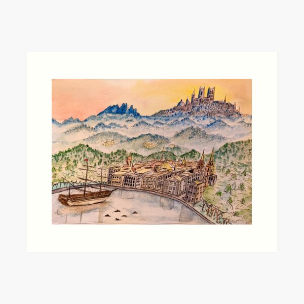 Misty sunrise Art Print
