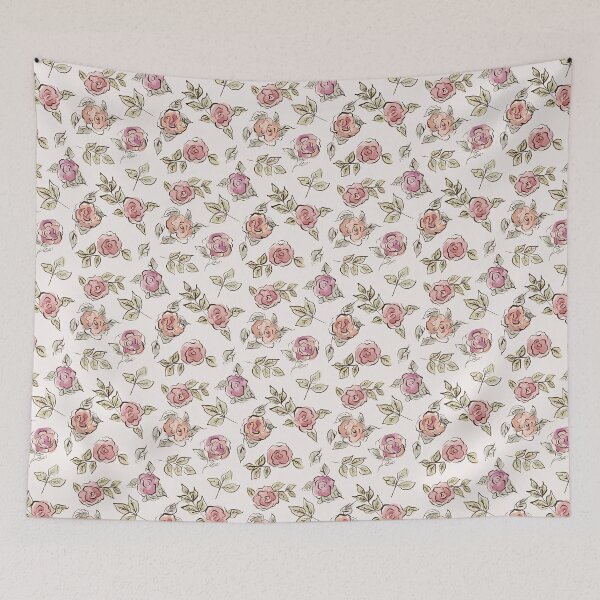 Item preview, Boho style roses pattern, watercolour and sumi-e roses designed and sold by RoseMaryWP.