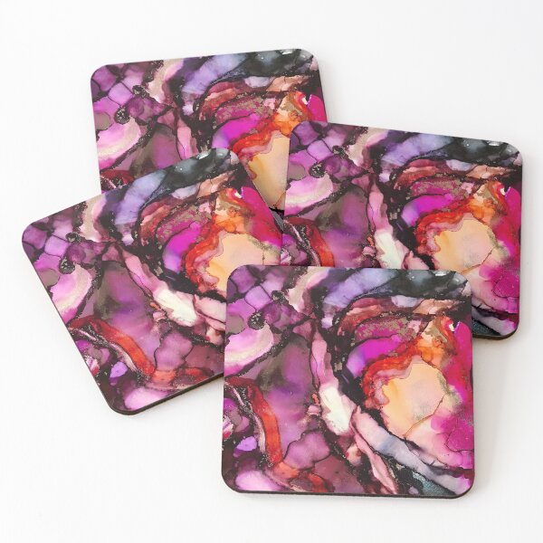 Item preview, Grounding - alcohol ink artwork with violet, peach, magenta, grey, gold designed and sold by NessaLovell.
