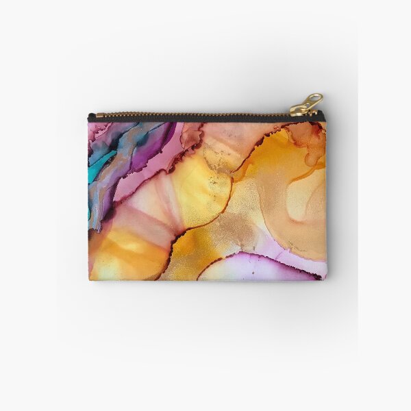 Item preview, Self Worth - alcohol ink artwork with yellow, pink, teal, gold designed and sold by NessaLovell.