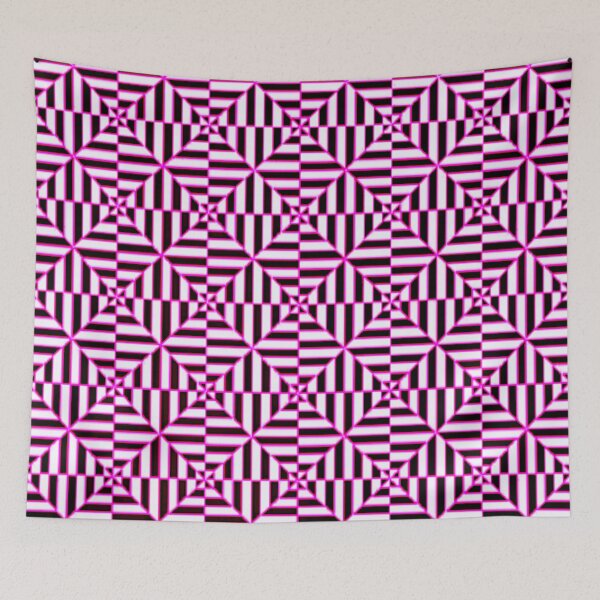 Item preview, 60's inspired pink and black stripe kaleidoscope pattern designed and sold by WorldOfWendyArt.