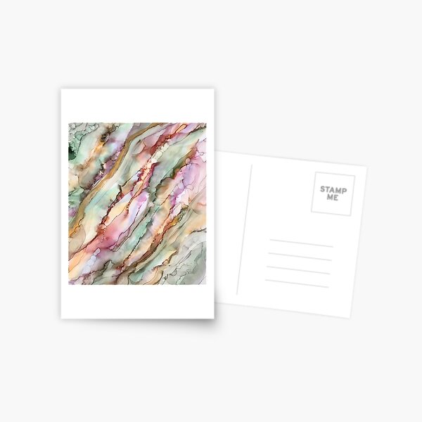 Item preview, Calm - alcohol ink artwork with moss, peach, pink and gold designed and sold by NessaLovell.