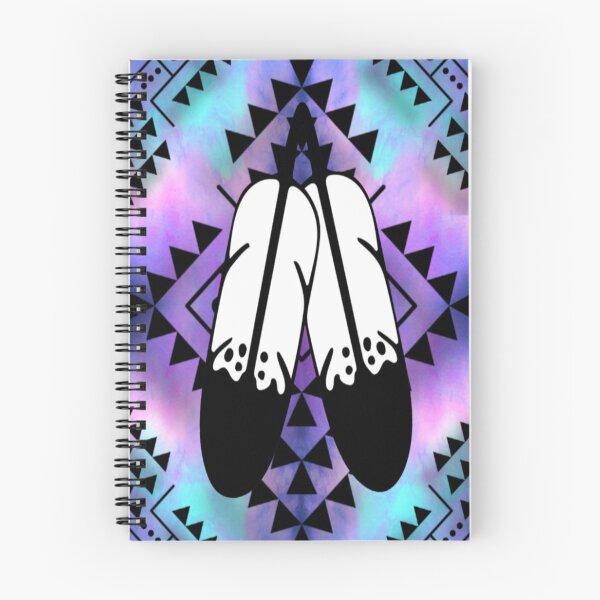 Item preview, Aqua / Pale Pink / Purple Gradient / Black Double Feather Native Print designed and sold by JMWCD.