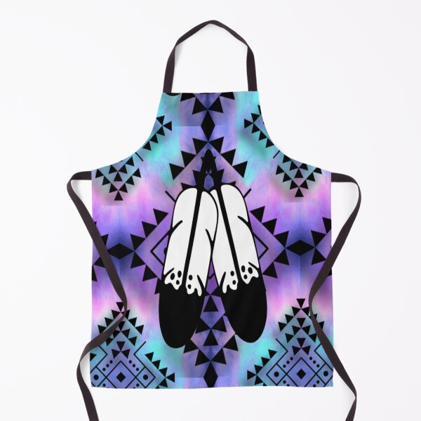 Item preview, Aqua / Pale Pink / Purple Gradient / Black Double Feather Native Print designed and sold by JMWCD.