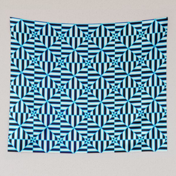 Item preview, 60's inspired blue stripe kaleidoscope pattern designed and sold by WorldOfWendyArt.