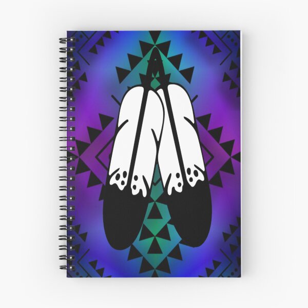 Item preview, Teal / Purple / Aqua Gradient / Black Double Feather Native Print designed and sold by JMWCD.