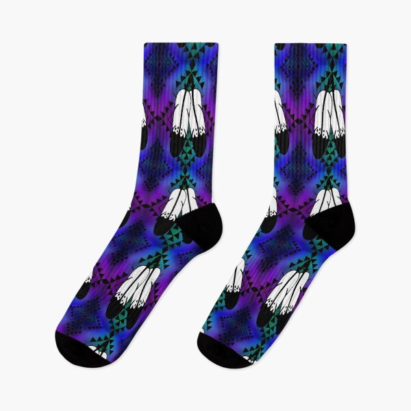 Item preview, Teal / Purple / Aqua Gradient / Black Double Feather Native Print designed and sold by JMWCD.