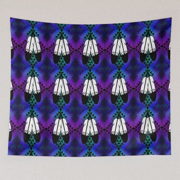 Item preview, Teal / Purple / Aqua Gradient / Black Double Feather Native Print designed and sold by JMWCD.