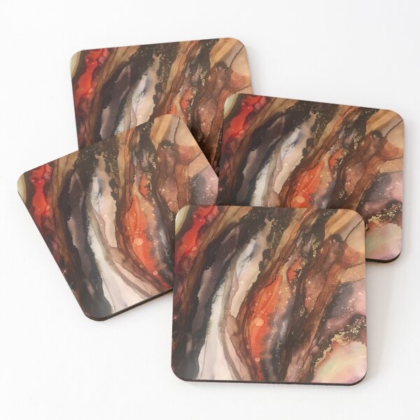 Item preview, Red Gum - alcohol ink artwork with browns, orange, white, gold designed and sold by NessaLovell.