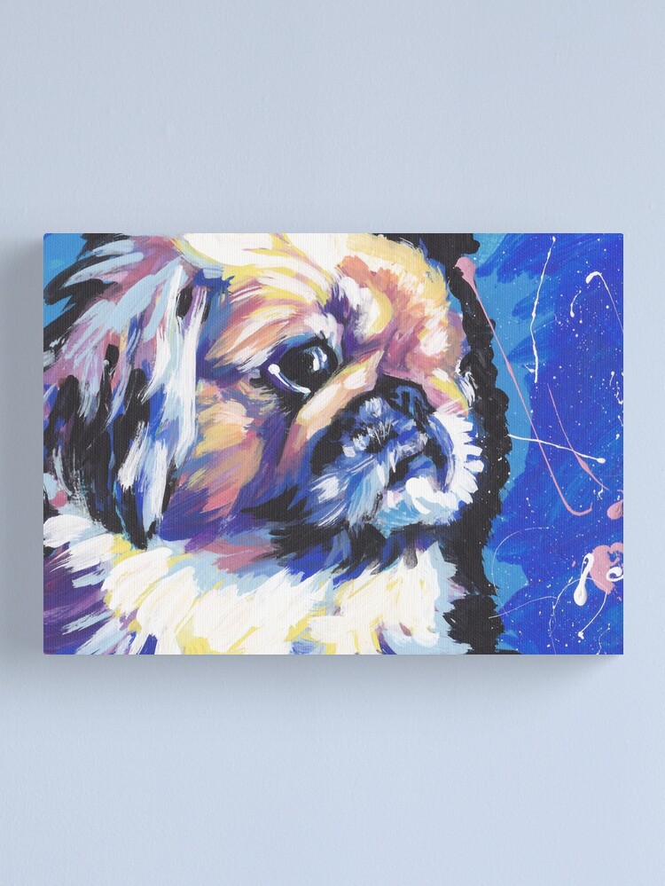 Alternate view of Pekingese Dog Bright colorful pop dog art Canvas Print