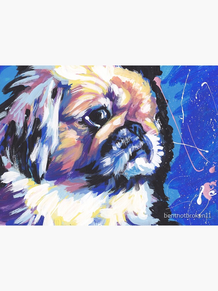 Pekingese Dog Bright colorful pop dog art by bentnotbroken11